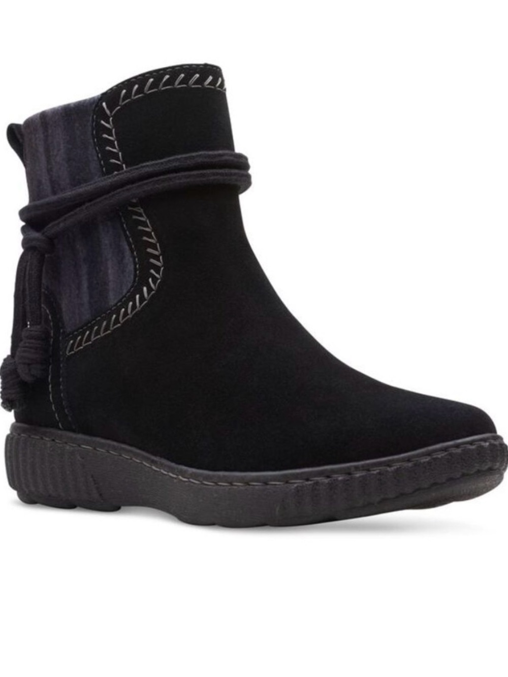 COLLECTION BY CLARKS Womens Black Caroline Lily Wedge Leather Booties Sz 10